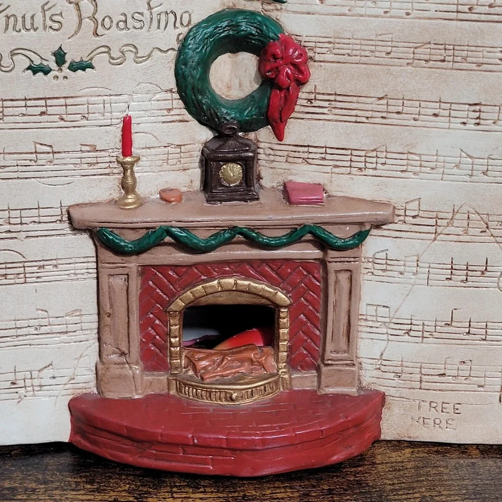 Vtg Garry Sharpe Light-Up Fireplace Music Box Chestnuts Roasting On An Open Fire